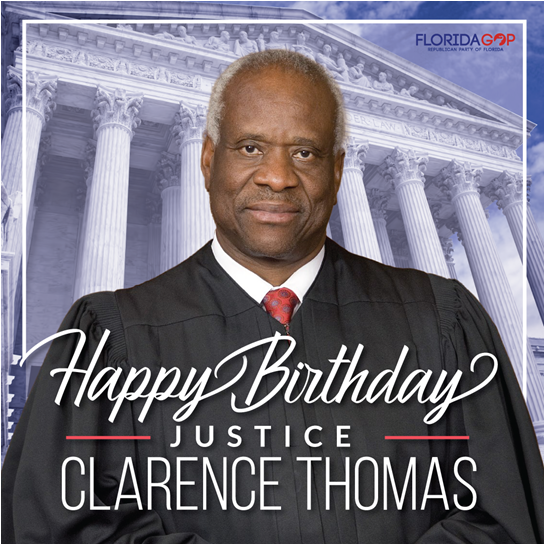 Today we honor the greatest Supreme Court Justice of all time, Clarence Thomas. As tomorrow marks the 1 year anniversary of the overturning of Roe V. Wade, we celebrate a man who helped make it possible. Happy Birthday, Justice Thomas!