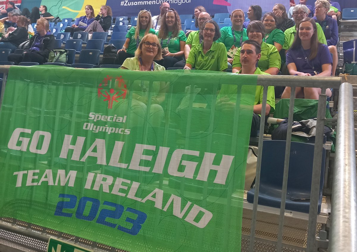 TeamIrlSport's tweet photo. Level 3 and 4 Artistic Gymnastics competitions have commenced this afternoon and Team Ireland are out in force to cheer on Aaron, Jonny, Haleigh and Laura! #SOIreland #SOArtisticGymnastics #Berlin2023 #UnbeatableTogether https://t.co/qSavKFTHJi