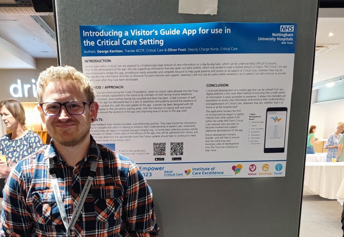 Congratulations to tACCP @george_kerris on the development of the visitors app for @NUHCriticalCare - this has been so valuable for the area (presenting at #NUHEEE23)