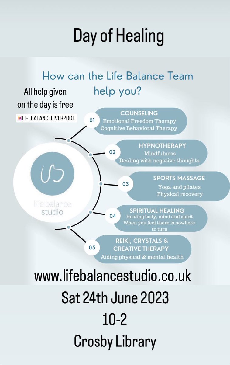 LifeBalanceS's tweet photo. Can our day of healing help you? Please read below, the help is there! ALL FREE! Tomorrow 24 June 10-2 https://t.co/5RdCxnK8Yx