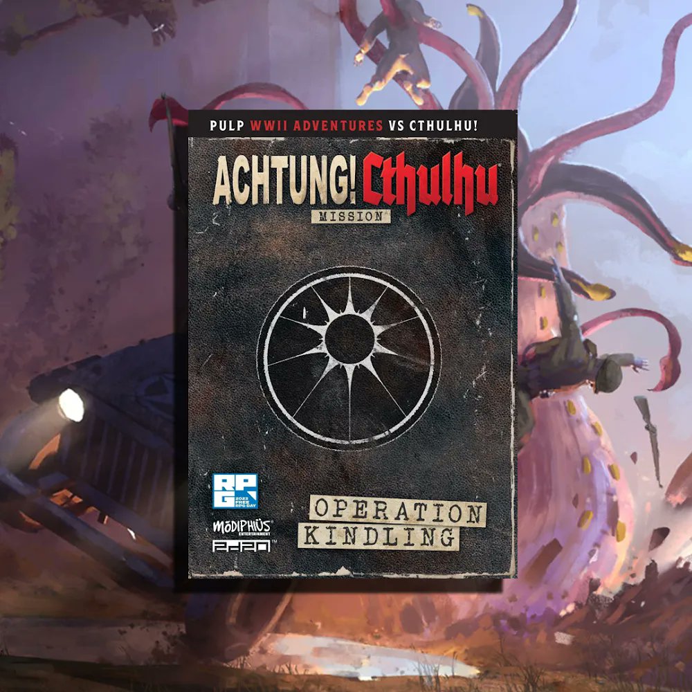 Operation Kindling is FREE for GMs to download today to prepare for #FreeRPGDay tomorrow! Support your FLGS and be sure to recruit more agents for the Secret War! 
🇬🇧 buff.ly/3NmsNg4
🇺🇸 buff.ly/3r05aSU
#achtungcthulhu #freeRPGDay2023