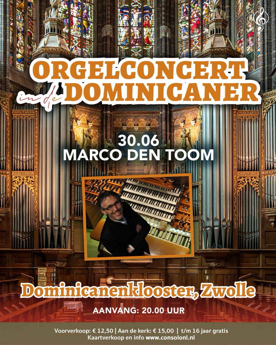 ConsoloNl's tweet photo. Deze week hoopt Marco Den Toom twee concerten te verzorgen. Vrijdagavond geeft Marco een concert in het Dominicanenklooster en zaterdagavond geeft hij, in samenwerking met Imperial Brass, een concert op het welbekende Rudolph Knol orgel in de Stephanuskerk te Hasselt. https://t.co/6br4oel8go