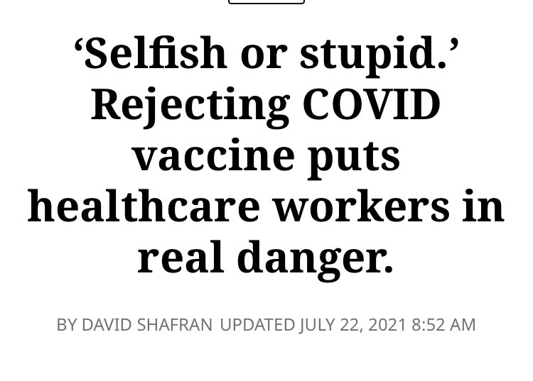 How were healthcare workers in “real danger” if they’d had the life saving vaccines?