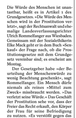 Zehn  Jahre, nachdem der Spiegel mit dem den Worten "Deutschland ist das  Bordell Europas" titelte, widmet sich  Katrin Langhans als Spiegel  Autorin dem Thema Prostitution. "Wir werden uns schämen" - seit zwanzig  Jahren schaut Deutschland weg, 100.000e Frauen werden hier zur