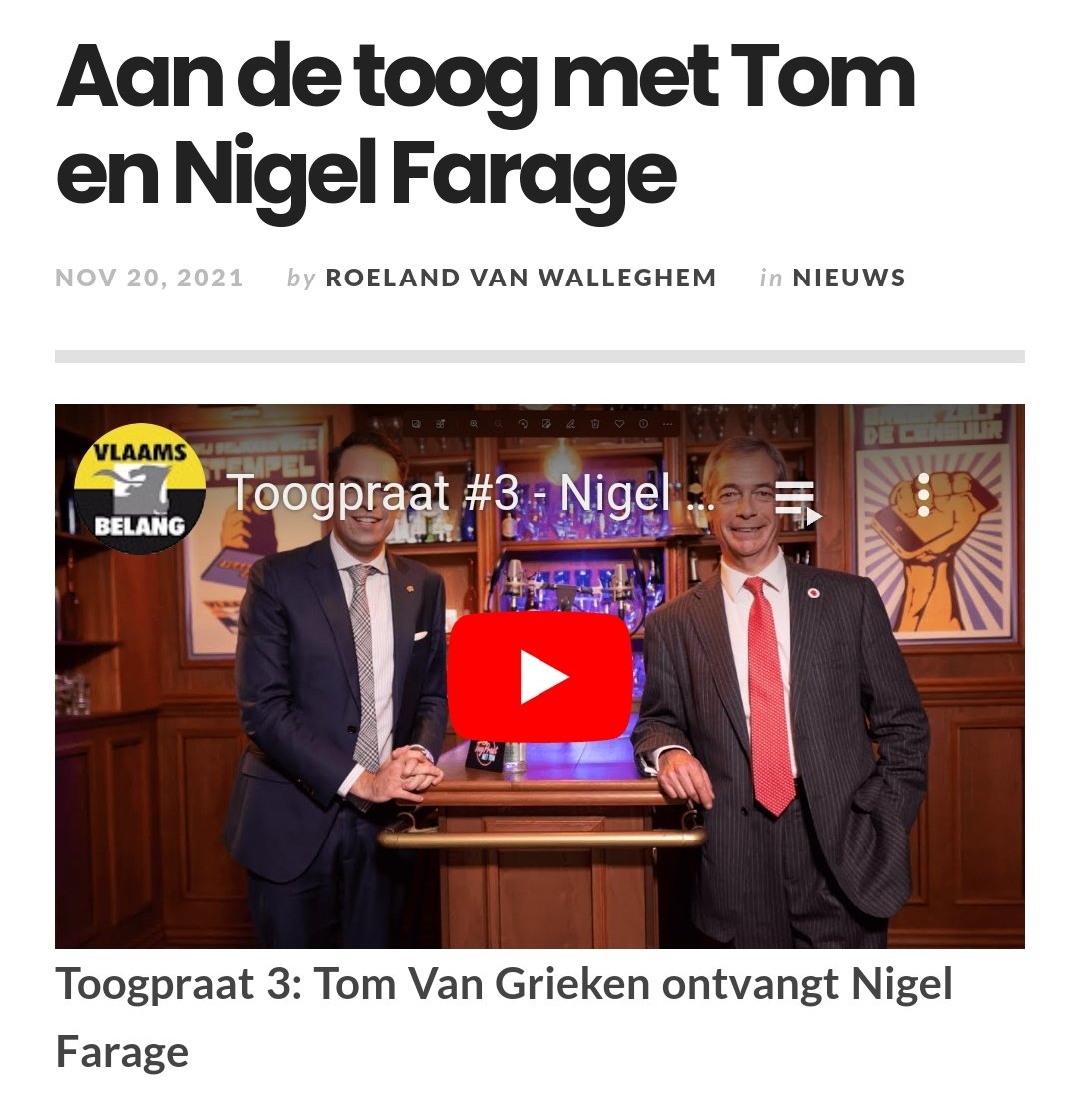 Nigel Farage. De man wiens enige verwezenlijking is Van Rompuy een natte dweil noemen en de UK in de diepste crisis ooit storten is het grote voorbeeld van de nationalisten. Dat houdt hen niet tegen om  een schitterende toekomst voor te spiegelen voor en onafhankelijk Vlaanderen.