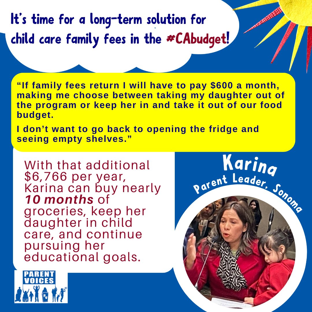 💙Parents like Karina are looking to you @CAgovernor to be our #ChildCare champion! #California can create long-term, equitable solutions for child care. 👩🏽‍🎓W family fee reform in the #CABudget, families can begin to see a sustainable future! #FixChildCareCA #CareCantWait