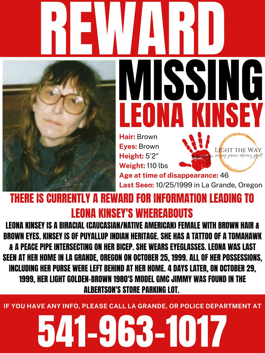 #MissingPosterMonday #LeonaKinsey #Missing #Oregon #MMIW #MMIWG #MondayMotivation
