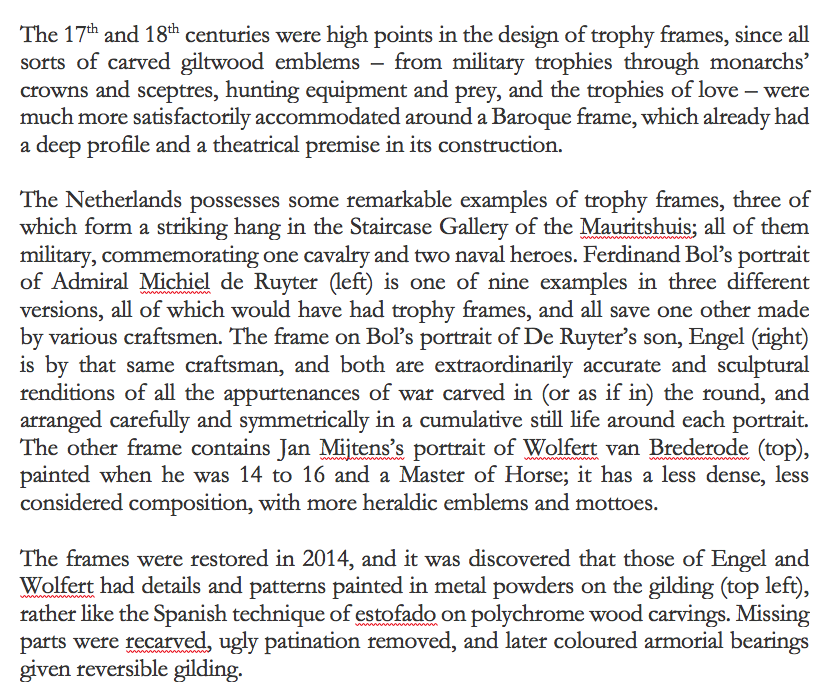 TheFrameBlogX's tweet image. Trophy frames @mauritshuis ...

See theframeblog.com/2014/08/28/mau…

#TheFrameBlog #TrophyFrame #17thCenturyFrame #MilitaryTrophies #FerdinandBol #JanMijtens #DeRuyter #VanBrederode  #Mauritshuis #17thCenturyPainting #Estofado