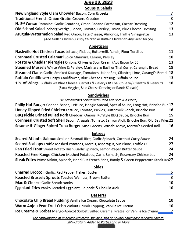 North3rd's tweet photo. They're back!!!! Limited amount of #SoftShellCrabs on the menu tonight! Get in here early because they won't last! Here's what else we have cooking for you. See you tonight! #phillyfood #foodie #realfood #CraftBeer https://t.co/8vBaIxJXU6