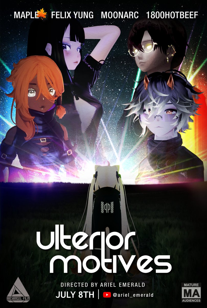 It's finally here.

My new short film Ulterior Motives, a character drama set in the #VRChat club scene, will be released on July 8th on my Youtube channel!

Screening information coming soon.

Poster by the incredible @AriexeVR 

#VR #shortfilm