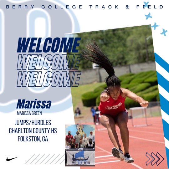 We are so excited that Marissa Green chose Berry! The accomplished jumper from Charlton  Co HS is a great addition to our program and campus! Welcome Marissa! ⁦@MilesplitGA⁩ #WeAllRow