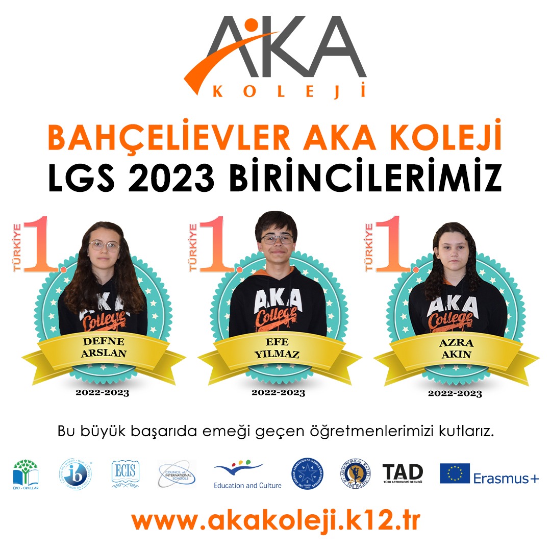 7 yılda 7 Türkiye 1.likleri elde eden Aka Koleji  bu yıl da 3 Türkiye şampiyonluğu ve 5 bir yanlış yapma rekoruyla zirvedeki yerini korumaya devam ediyor. LGS sınavına giren tüm öğrencilerimizi ve şampiyonlarımızı, onlara emek veren tüm yönetici ve öğretmenlerimizi kutluyoruz.