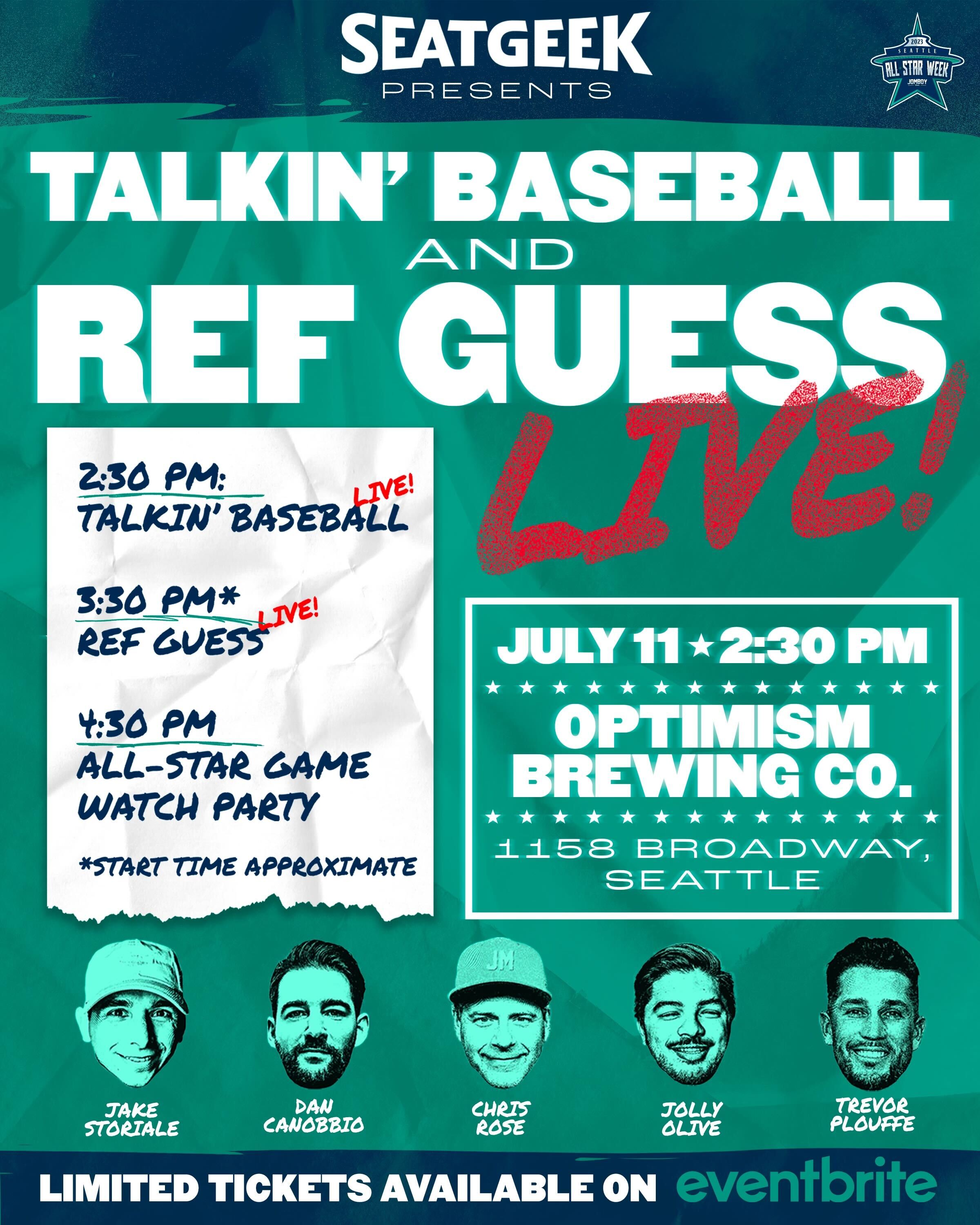 Talkin Baseball on X Watch an episode of Talkin Baseball LIVE in Seattle and then hang around to watch the All Star Game with us https t f8zZICZnbC https t uhcinF8Ch0 X
