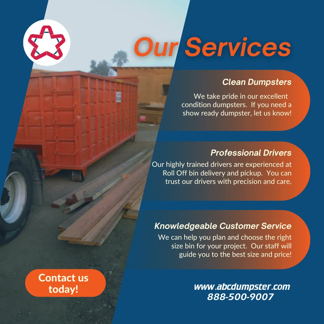 abcdumpster's tweet photo. Our commitment to excellent customer service sets us apart from the competition. We're here to help make your construction project a success. 
Call Americas Bin Co. today! 
888-500-9007 
https://t.co/jHvzHw34IY
Sales@abcdumpster.com 
#dumpster #ladumpsterrental #cityofladumpster https://t.co/TJ36jqyoxo