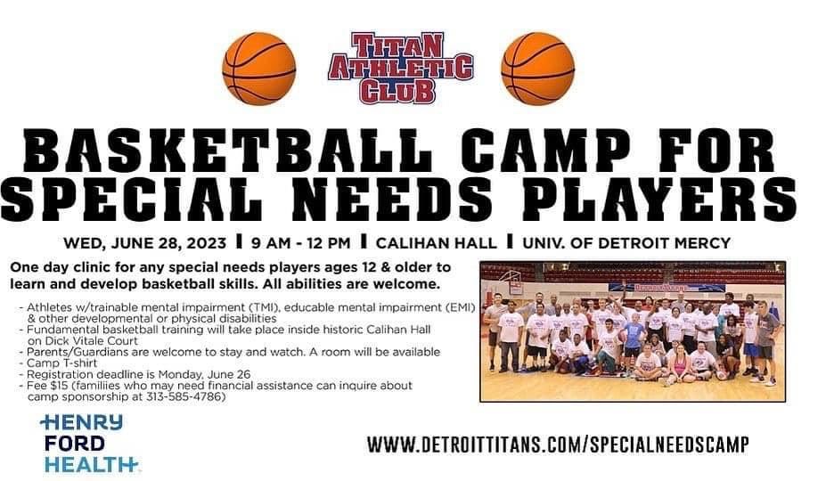 Excited to help coach at Titan Athletic Club Special Needs Basketball camp! Share with any special kids who like 🏀! 12+