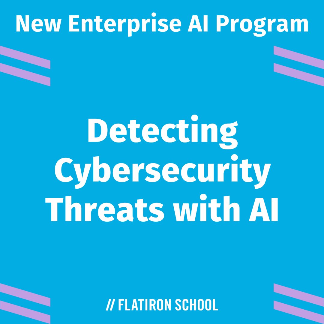 FlatironSchool's tweet photo. Learn how to protect and mitigate against emerging threats created by #AI products. This four-hour program also covers #NLP in threat intelligence as well as uncovering hidden patterns with #machinelearning.

Learn more about the program: https://t.co/Hkr8xWhNP5 https://t.co/8LAO8TLgTk