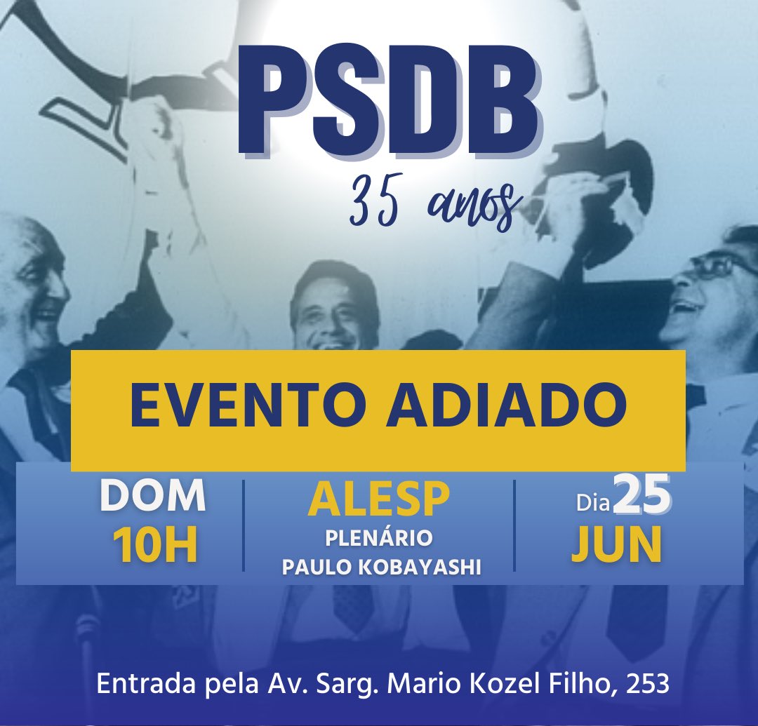 PSDB_SP's tweet image. Em breve estaremos juntos novamente. Aguardem nova data.