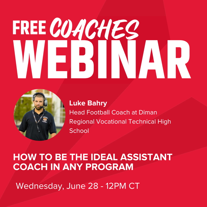 Are you ready to up your coaching game? 📈 Join us on June 28 at 12pm CT/1pm ET for a FREE webinar with BSN SPORTS and Luke Bahry. Learn how to become the ideal Assistant Coach in Any Program! 🏆 Don't miss out - sign up now! 👉 bit.ly/3Nm2lD3