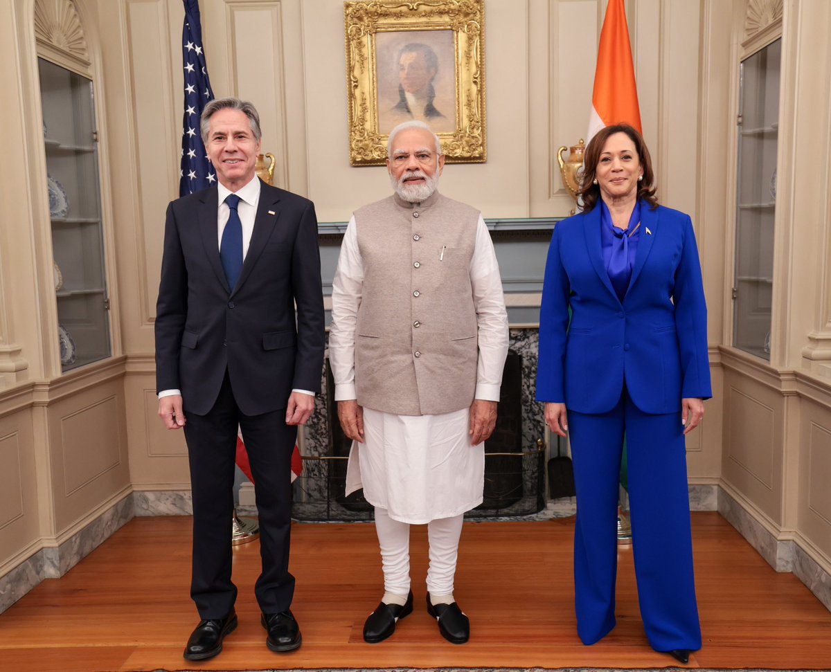 narendramodi's tweet photo. Attended a luncheon at the @StateDept, where I had the opportunity to interact with @VP @KamalaHarris, @SecBlinken and several other distinguished people from different walks of life. https://t.co/0ahdWesS7H