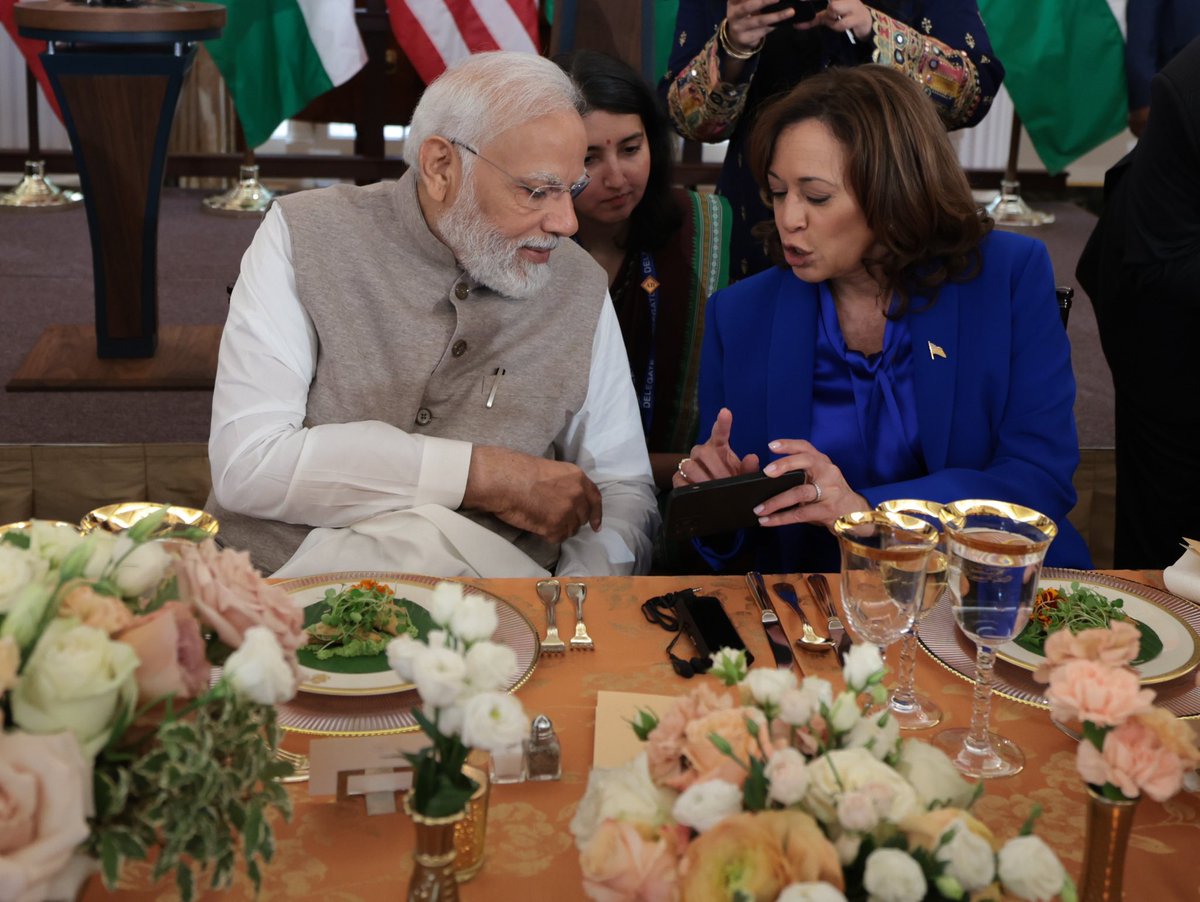 narendramodi's tweet photo. Attended a luncheon at the @StateDept, where I had the opportunity to interact with @VP @KamalaHarris, @SecBlinken and several other distinguished people from different walks of life. https://t.co/0ahdWesS7H