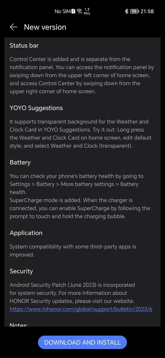fabrizio_degni's tweet photo. Hello, 
I am just back finally🤗 at home and powered on some devices. 
The #HonorMagic5Ultimate has got a new firmware update 👌
Various changes and Security Patch of June 2023. 
#HonorMagic #MagicOS7 #firmware #Snapdragon8Gen2 https://t.co/oASgKnSwlx