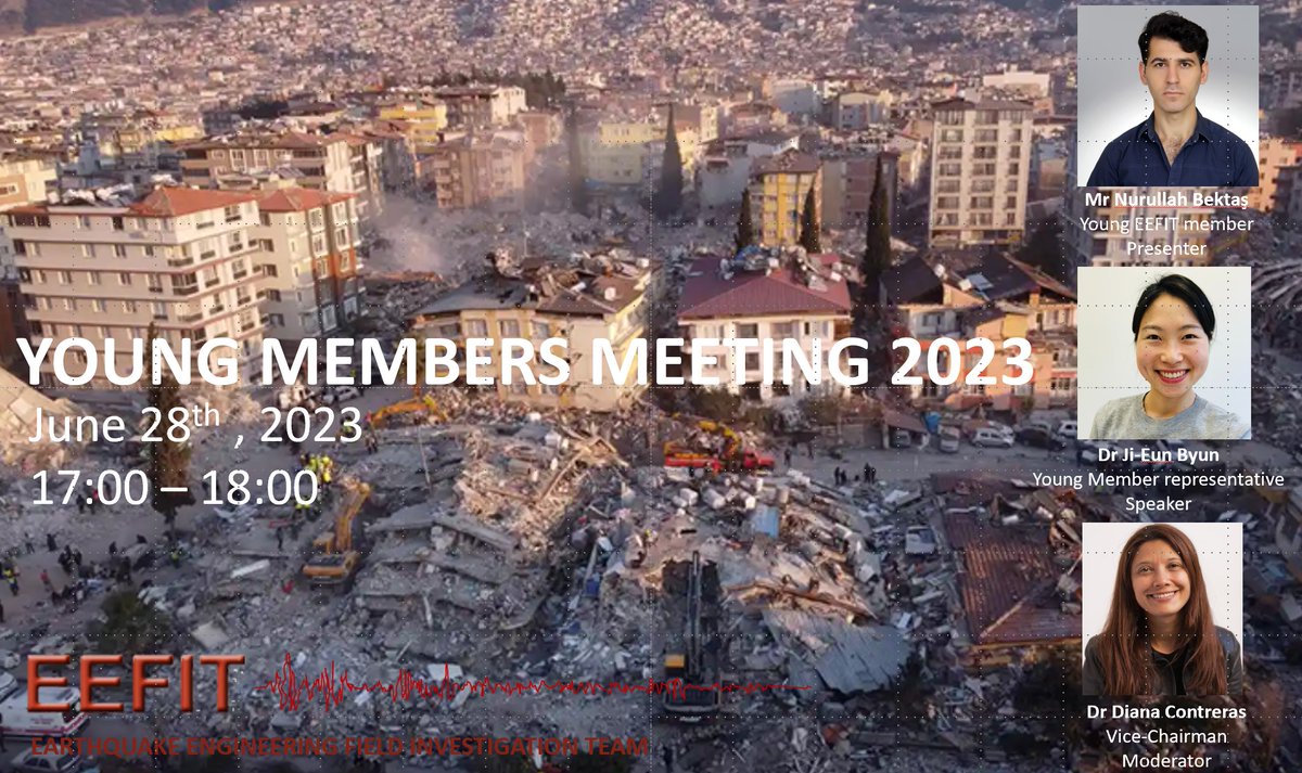 .@LEarthquakes invites to the @EEFITmission young members meeting on Wednesday June 28th at 17:00 (BST). Nurullah Bektaş will share his first experience in the on-site mission: 2023 #TurkeySyriaEarthquake
Don't miss it: lnkd.in/eS8Rav8T
We count on you !!!  CU next week