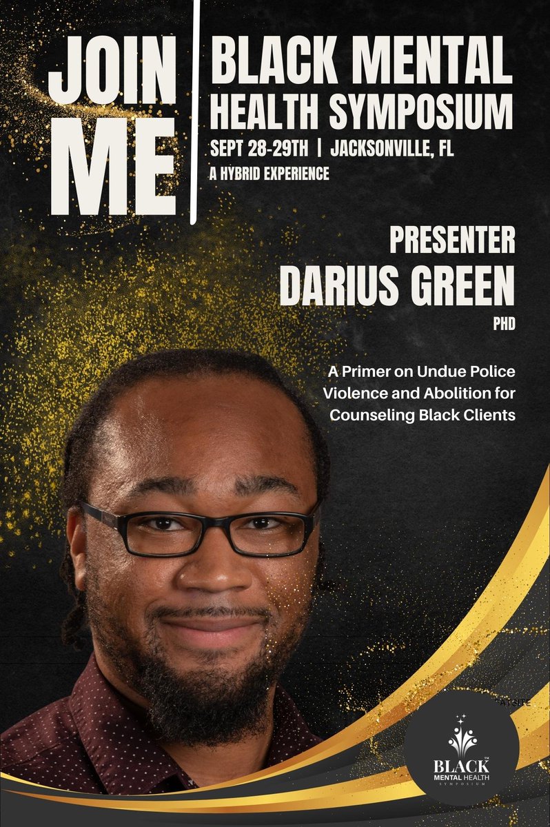 I can't wait to present at the 8th hybrid Black Mental Health Symposium (BMHS) in Jacksonville, FL. Join me Sept. 28-29, from 9-5 pm EST by registering at blackmhsymposium.com. Earn up to 12 CE credits. #BMHS23 #blackmentalhealthmatters