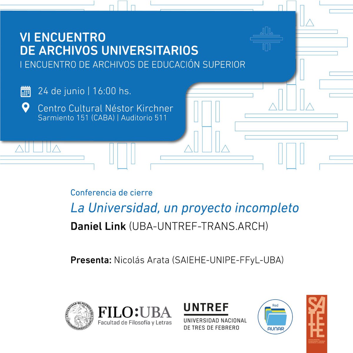 Cat. Libre de DDHH (@catddhh) on Twitter photo Mañana cerramos el Encuentro de Archivos de <a href="/filo_uba/">Facultad de Filosofía y Letras UBA</a> en el CCK. No se lo pierdan…. Va a estar muy bueno!!!!!! Mañana cerramos el Encuentro de Archivos de <a href="/filo_uba/">Facultad de Filosofía y Letras UBA</a> en el CCK. No se lo pierdan…. Va a estar muy bueno!!!!!!