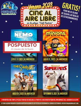 Norwalk_CT's tweet photo. Unfortunately, the City's first movie showing for our Outdoor Summer Movies Series at Calf Pasture Beach is postponed due to the weather forecast. Instead, we will be showing Finding Nemo next Friday, June 30th, at dusk. #OutdoorMoviesSeries #RecandParks https://t.co/JKrAYLY2sR