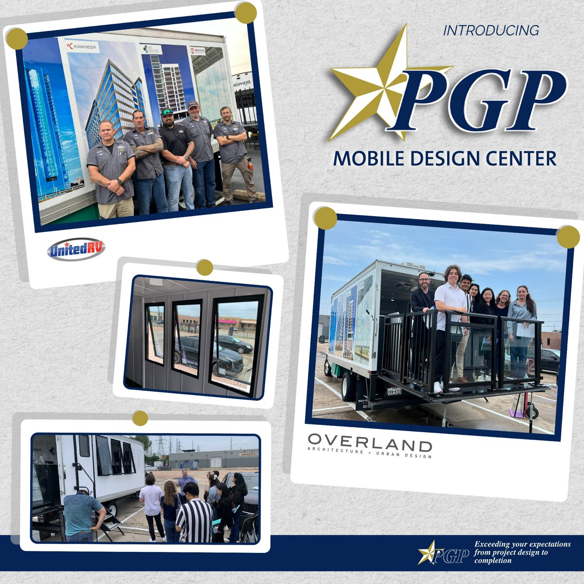 10:30AM: PICK UP TRUCK ☑ 11:15AM: FIRST TRUCK VIEWING ☑ INTRODUCING THE PGP-USA MOBILE DESIGN CENTER ! We want to thank @UnitedRV for your weeks of preparation on the truck & to @OverlandPartner for being our first group to tour the PGP Mobile Design Center! Let's Roll!