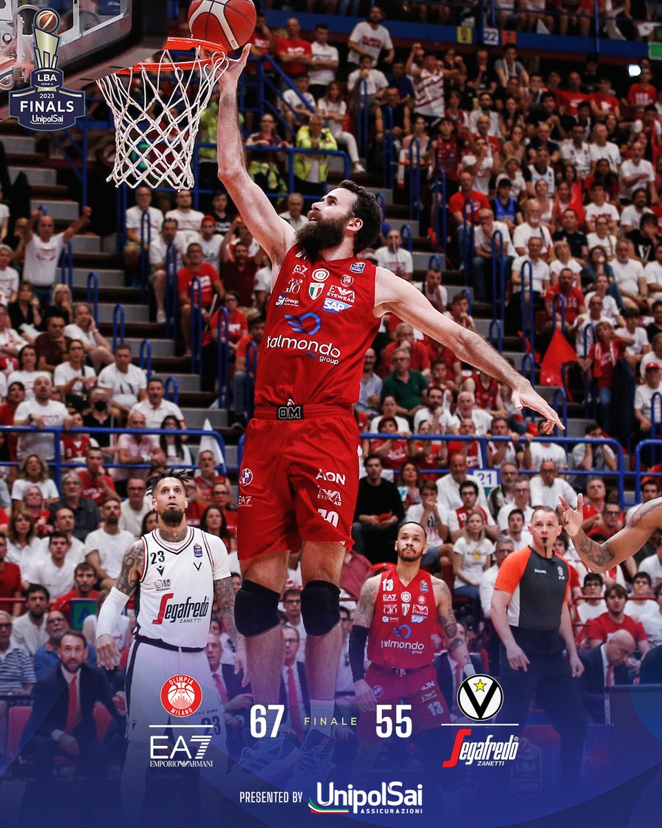 @OlimpiaMI1936 @VirtusSegafredo @ElevenSportsIT @DAZN_IT @Eurosport_IT @nove @UnipolSai_CRP Gara-7 è biancorossa: l’@OlimpiaMI1936 è Campione d’Italia trascinata da un super Gigi Datome da 16 punti 🏆🇮🇹 Fondamentale anche l'impatto di Billy Baron nell'ultimo quarto (11 pts totali) 🔥 #LBAFinals #TuttoUnAltroSport @UnipolSai_CRP