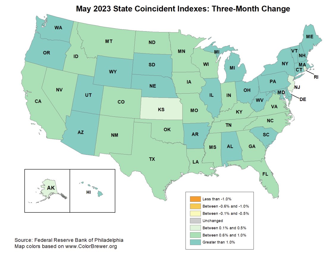 Bill McBride on Twitter "Philly Fed State Coincident Indexes