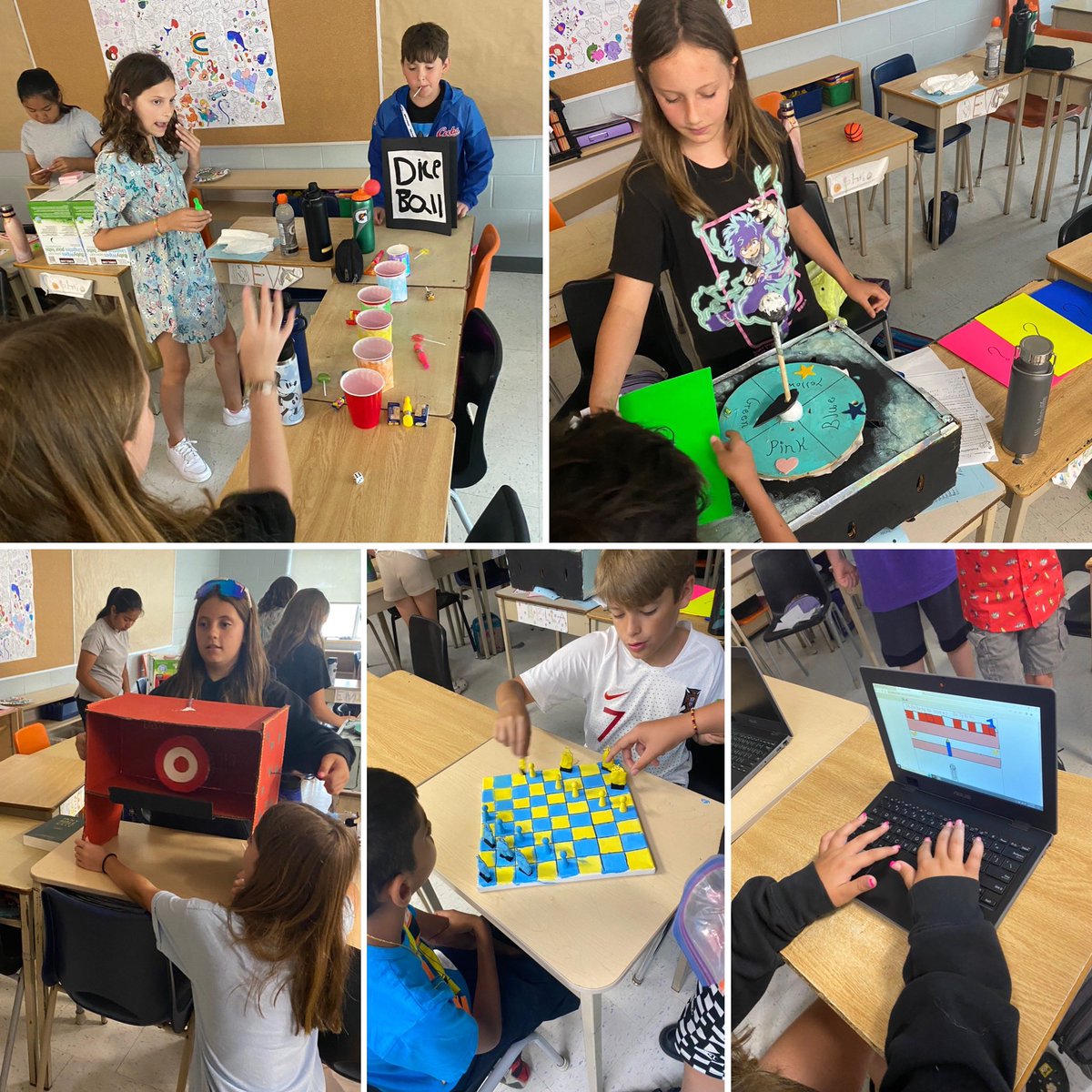 Teach_LearnGrow's tweet photo. It’s Carnival Day in our room this morning🎪 Ss had a blast playing and hosting some unique board and carnival games. Looking forward to sharing them with our book buddies next week!  #probability https://t.co/J8pg7rEVkb
