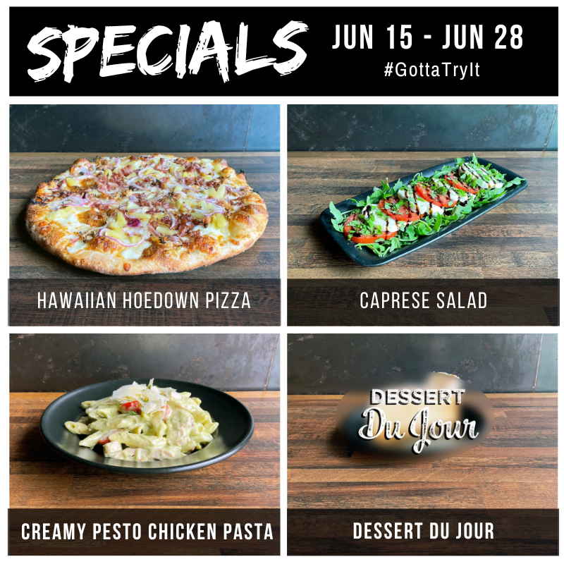 A fresh Caprese Salad, followed by a bowl of Creamy Pesto Chicken pasta, finished with a delicious dessert...sounds like the perfect meal to celebrate the start of the weekend! 

#gottatryit #specials #morethanjustpizza #pizzaworks