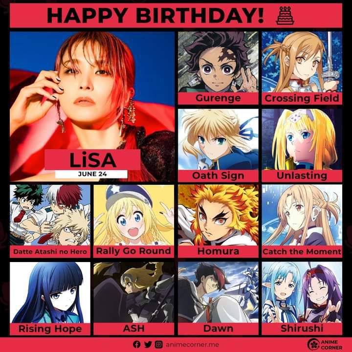 Happy 36th birthday to the iconic LiSA! 🎉🎉🎉 #anime #SwordArtOnline