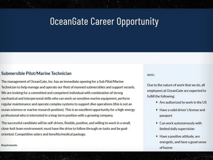 JosephMorrisYT's tweet image. After 5 people IMPLODED on their Titanic submarine, Ocean Gate Expeditions posts a job ad for a pilot.

The nerve.

#OceanGate #Titanic