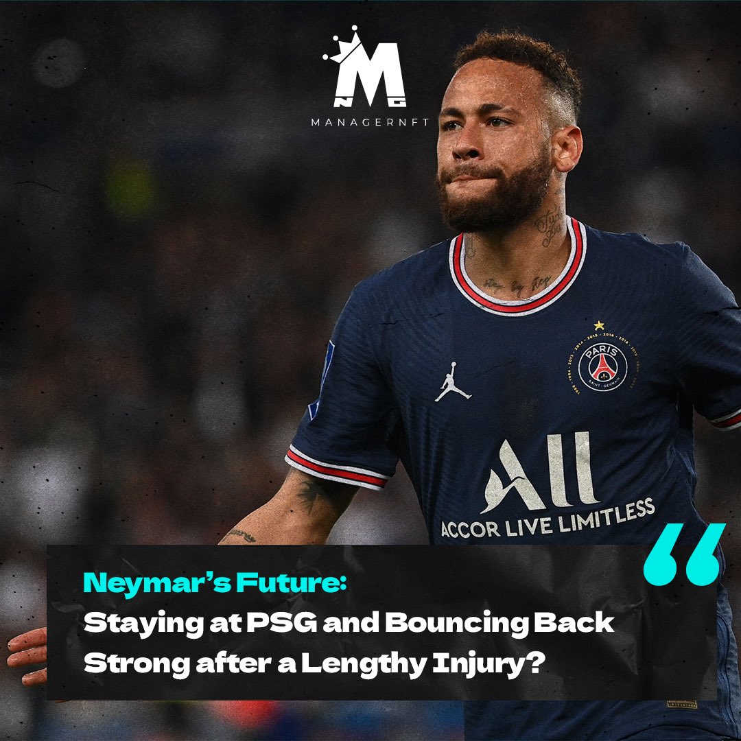 ManagerNft's tweet photo. Neymar's Future: Staying at #psg and bouncing back after a lengthy injury? Will you get it on managernft? ๐ค
What do you think about it? Write it down in the comments below ๐
#neymar #calcio #fantacalcio #football #cash #calciomercato #ligueone #playtoearn #nft #managernft https://t.co/r1zC7vs5xB