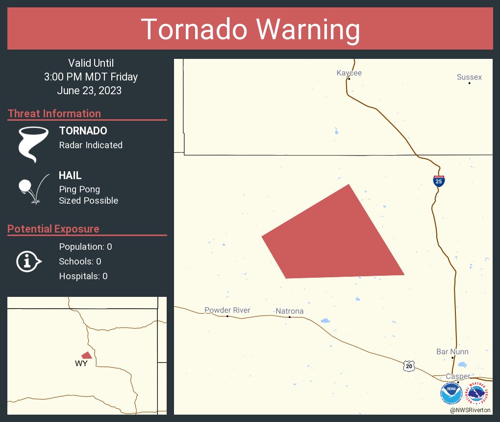 NWStornado's tweet photo. Tornado Warning including Natrona County, WY until 3:00 PM MDT https://t.co/PSWEA9OxWq