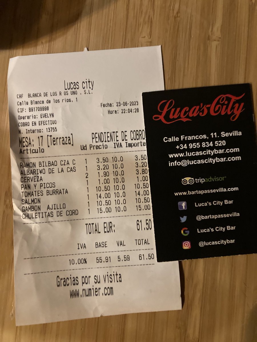 As a favour to my new best friend Ismael I agreed to let my 32 followers on Twitter that he served the best meal we’ve had in Seville. No small recommendation as every meal has been amazing