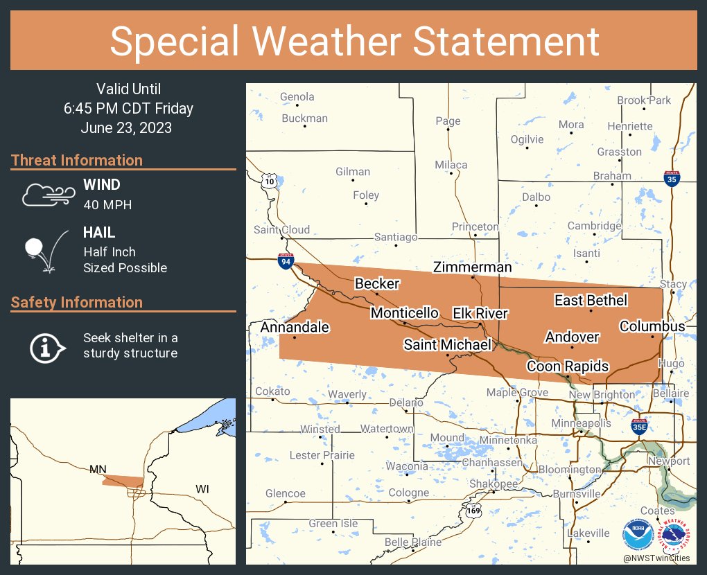 NWS Twin Cities on Twitter "A special weather statement has been