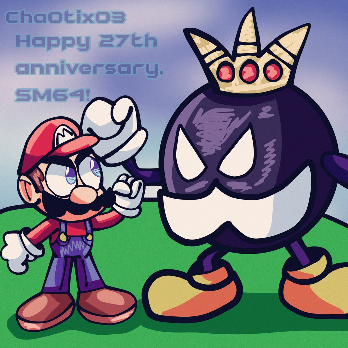 Also, happy 27th anniversary to Super Mario 64! 🎉

#mario #supermario64 #kingbobomb #n64 #nintendo #nintendo64 #bobombbattlefield #27thanniversary #supermario64anniversary