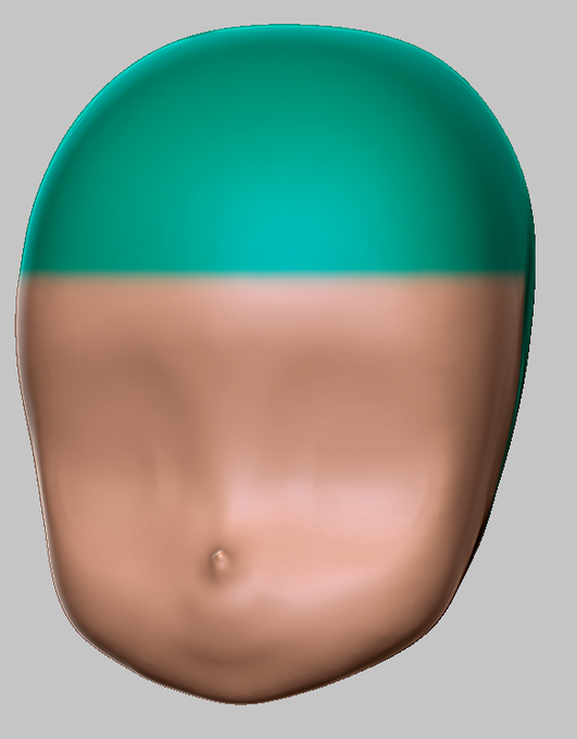 下あごから毛の生え際くらいまでは
ポリゴン細かい方が良いけど 以降の
頭頂部～後頭部は粗くても良いんで

Pペイント機能使ってリメッシュすると
良い感じになった 