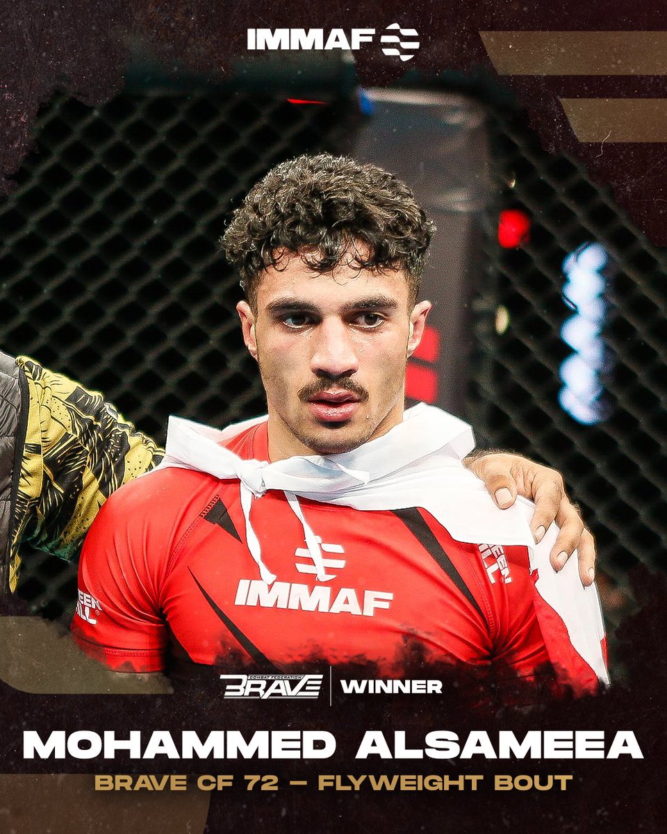 IMMAFed's tweet photo. 𝗔𝗹𝘂𝗺𝗻𝗶 𝘀𝗲𝗰𝘂𝗿𝗲 𝘄𝗶𝗻𝘀 𝗮𝘁 𝗕𝗥𝗔𝗩𝗘 𝗖𝗙 👊
Congratulations to former IMMAF medallists Rasul Magomedov, Eliezer Kubanza, and Mohammed Alsameea on their @BRAVEMMAF debut wins at #BRAVECF72!
#BRAVECF #KombatKingdom2023 https://t.co/hjgIU4ocLg