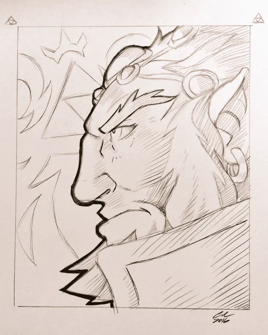 Repostan: Ganondorf con sketch on cardstock from 2016.