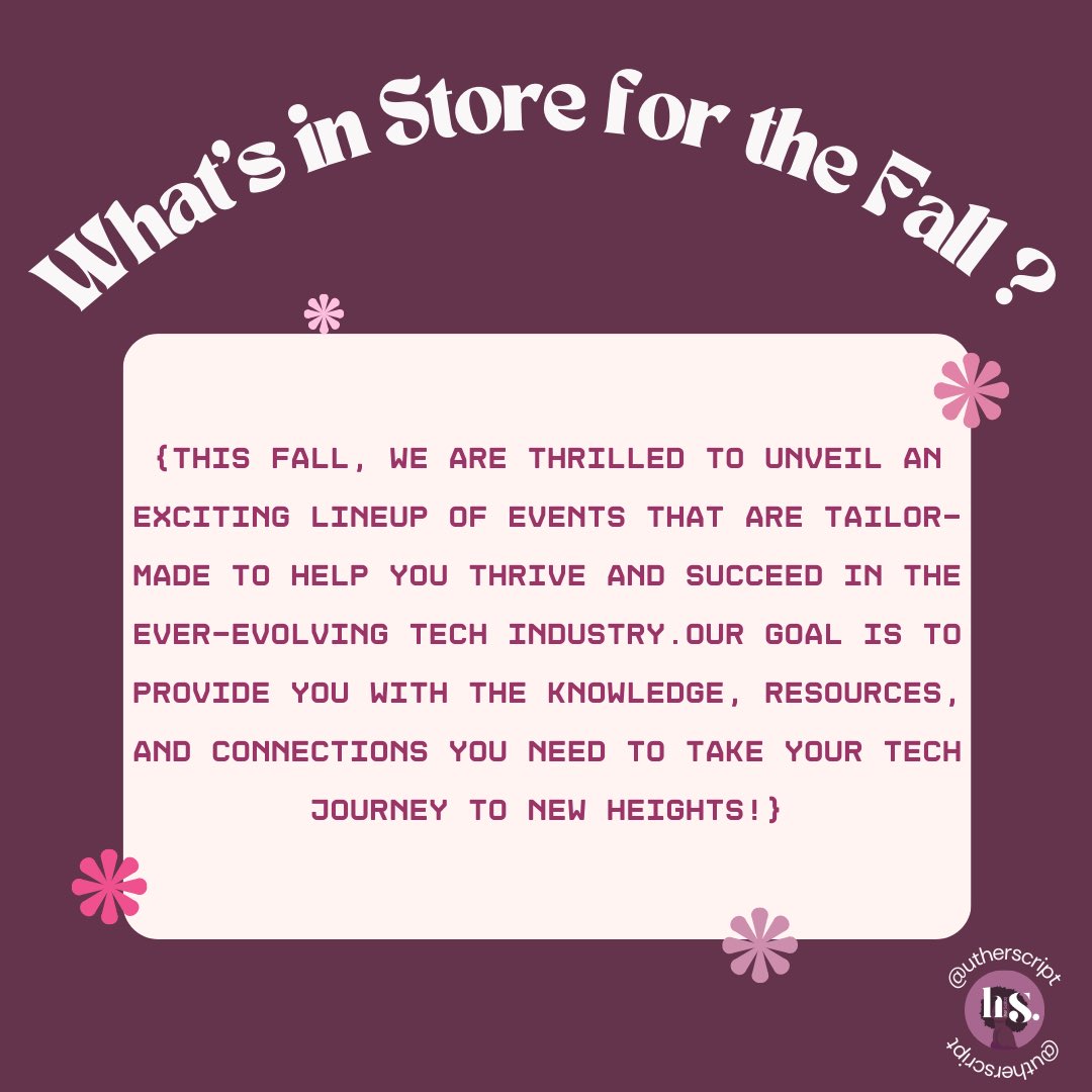 utherScript's tweet image. In case you were wondering what’s in store…herScript is here to create impactful opportunities and a holistically support our members in their endeavors!
.
.
.
Click the link in our bio for more of herScript! ✨
#blackwomenintech #utaustin #blackut