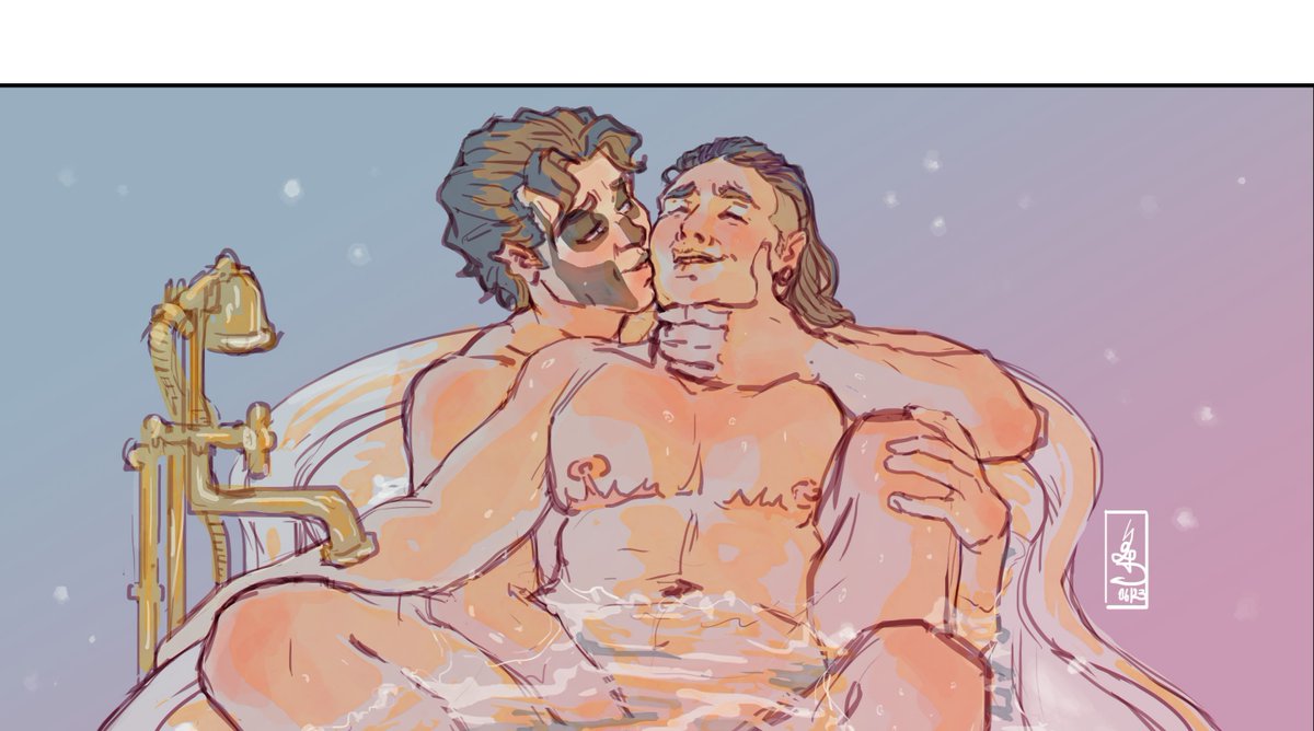 art_sld's tweet photo. Hello my dears! 'u' new soft-spicy commission for my dear friend about they oc in a bathtube time with Terzo! Uncensored version on my Patreon! #thebandghost #papaemeritusiii #TERZO #papaiii #LGBTQ  #LGBTQIA #LGBTQIAplus  #pridem https://t.co/6s9TvwQOEs