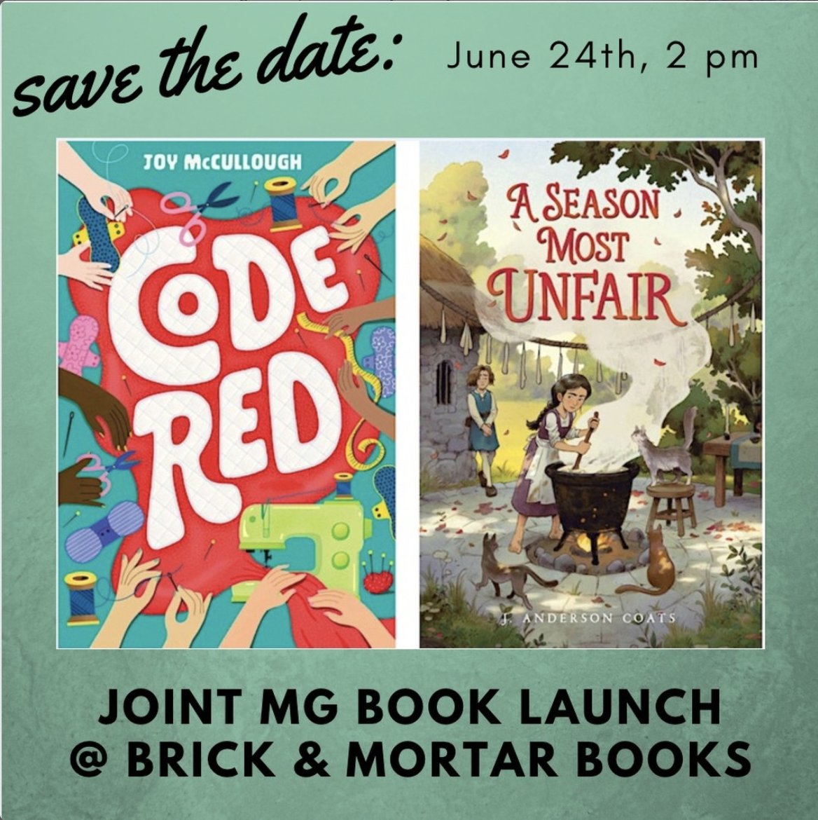 Seattle area people, I'll be launching CODE RED at @BrckMrtrBooks in Redmond tomorrow at 2:00, with @jandersoncoats and her latest MG, A SEASON MOST UNFAIR. I hope you'll join us!