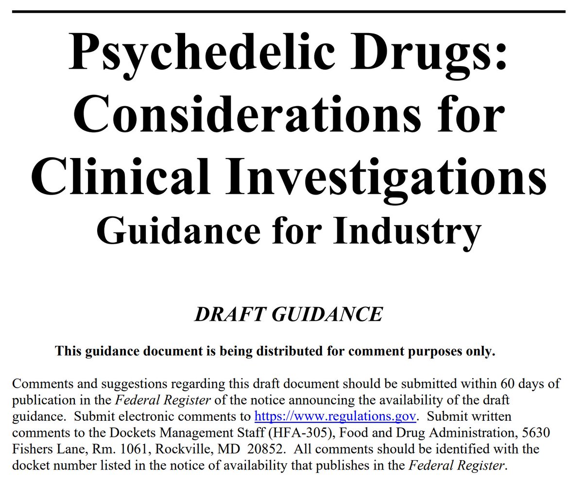 In yet another important step for psychedelic medicine, FDA has released new draft guidance for conducting clinical research with psychedelics. I'll be discussing live on CNN at about 5:50pm Eastern today, in about an hour.