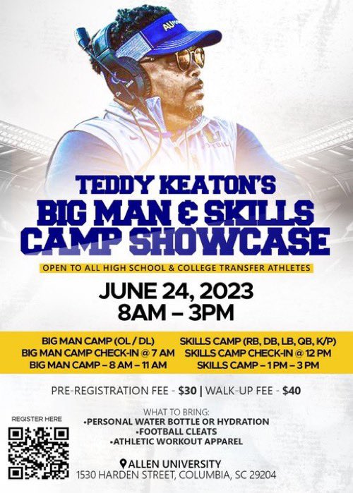 Chris McCallum (@chris32513609) on Twitter photo Will be attending Allen University’s Skills showcase tomorrow!
<a href="/football_sphs/">SPHS FOOTBALL</a>
<a href="/MikeSetzer/">Mike Setzer</a>
<a href="/coach_dbridges/">Bridges</a>
<a href="/CoachMcRae77/">CoachTez</a> Will be attending Allen University’s Skills showcase tomorrow!
<a href="/football_sphs/">SPHS FOOTBALL</a>
<a href="/MikeSetzer/">Mike Setzer</a>
<a href="/coach_dbridges/">Bridges</a>
<a href="/CoachMcRae77/">CoachTez</a>