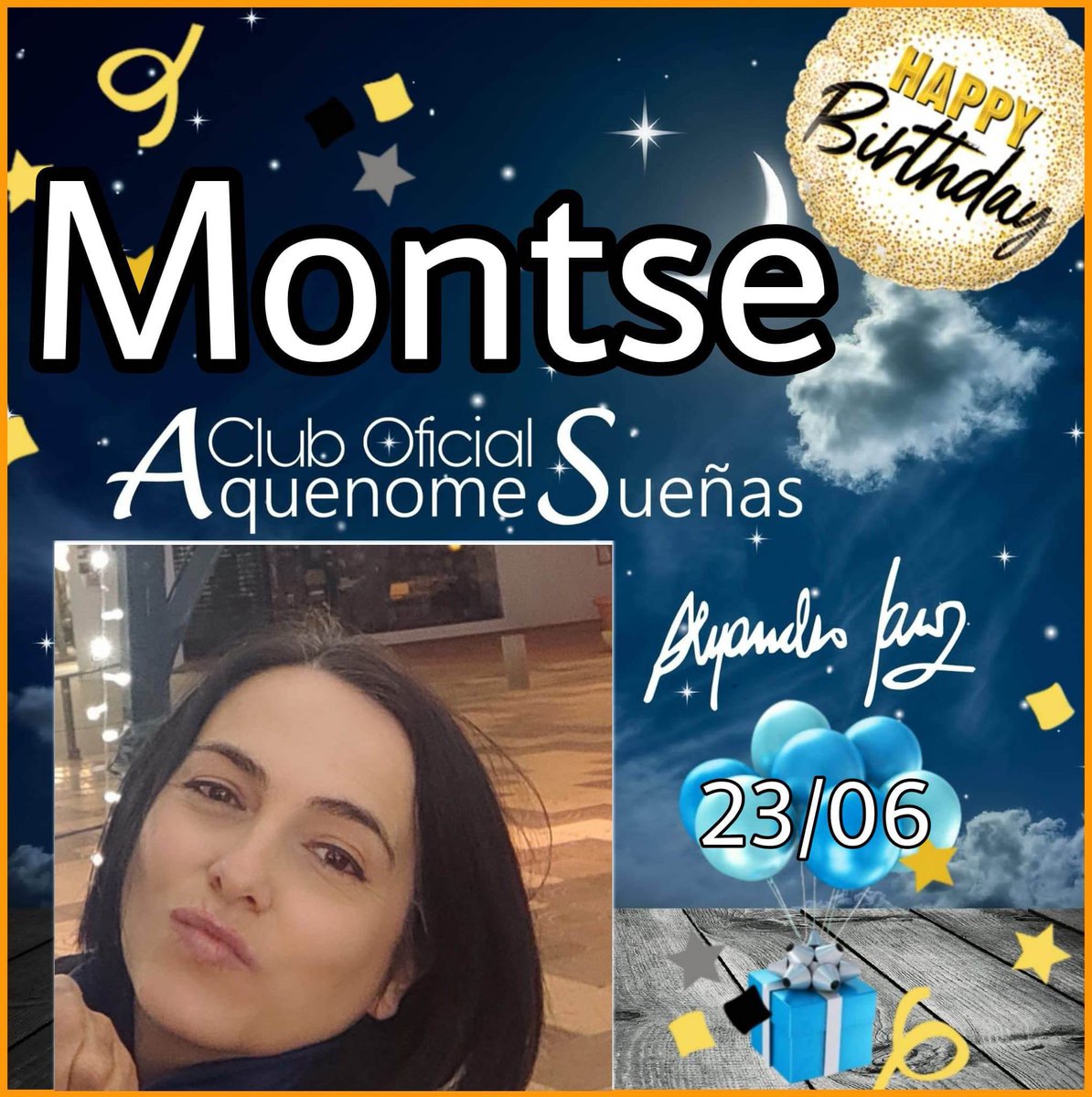 Hoy comienza una nueva vuelta al sol nuestra vicepresidenta <a href="/montse_sanzera/">Montse_Sanzera⭐️AquenomeSueñas🌙</a> 🥳

Este Club no existiría sin ti, Montse. Te queremos!! 😘

@alejandrosanz aún la tienes con la emoción en el cuerpo tras el concierto de anoche, le mandas un saludo?? #CumpleSoñador #AlejandroSanz